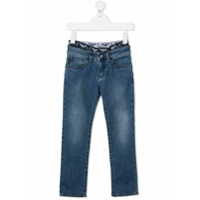 Emporio Armani Kids Calça jeans com logo no cós - Azul