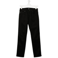 Emporio Armani Kids Calça jeans com recorte lateral de logo - Preto