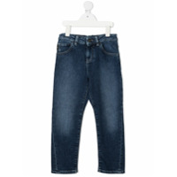 Emporio Armani Kids Calça jeans reta com lavagem estonada - Azul