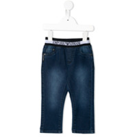 Emporio Armani Kids Calça jeans reta com logo bordado - Azul