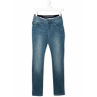 Emporio Armani Kids Calça jeans skinny com efeito desbotado - Azul