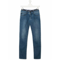 Emporio Armani Kids Calça jeans slim cintura média - Azul