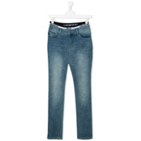 Emporio Armani Kids Calça jeans slim com cintura média - Azul
