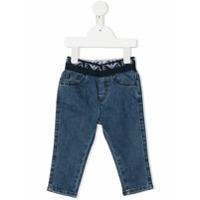 Emporio Armani Kids Calça jeans slim com cós elástico - Azul