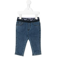 Emporio Armani Kids Calça jeans slim com cós elástico - Azul