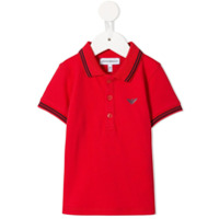 Emporio Armani Kids Camisa polo com aplicação de logo - Vermelho