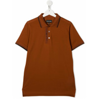 Emporio Armani Kids Camisa polo com detalhe de estampa de logo - Marrom