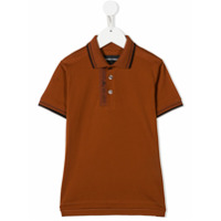 Emporio Armani Kids Camisa polo com logo bordado - Marrom