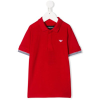 Emporio Armani Kids Camisa polo com logo bordado - Vermelho
