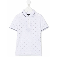 Emporio Armani Kids Camisa polo com logo corrido - Branco