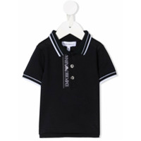 Emporio Armani Kids Camisa polo com logo e listras - Azul