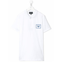 Emporio Armani Kids Camisa polo com patch de logo - Branco