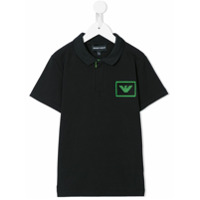 Emporio Armani Kids Camisa polo com patch de logo - Preto