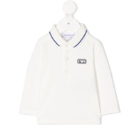 Emporio Armani Kids Camisa polo mangas longas com patch de logo - Branco