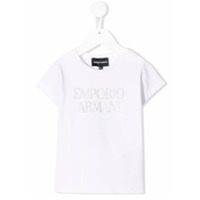 Emporio Armani Kids Camiseta com estampa de logo e glitter - Branco