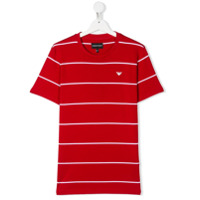 Emporio Armani Kids Camiseta com listras e estampa de logo - Vermelho
