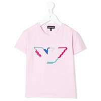 Emporio Armani Kids Camiseta com logo bordado - Rosa