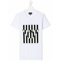Emporio Armani Kids Camiseta com logo e listras - Branco