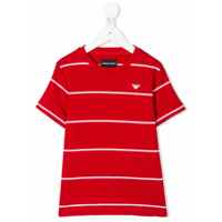 Emporio Armani Kids Camiseta com logo e listras - Vermelho