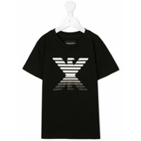 Emporio Armani Kids Camiseta com logo espelhado - Preto