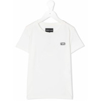 Emporio Armani Kids Camiseta de algodão com patch de logo - Branco