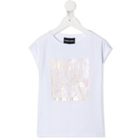Emporio Armani Kids Camiseta decote arredondado com estampa metálica - Branco