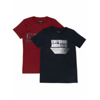 Emporio Armani Kids Camiseta decote careca com estampa de logo - Vermelho