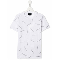 Emporio Armani Kids Camiseta decote careca com estampa do logo corrida - Branco