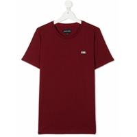 Emporio Armani Kids Camiseta decote careca com patch de logo - Vermelho