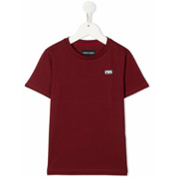 Emporio Armani Kids Camiseta mangas curtas com placa de logo - Vermelho
