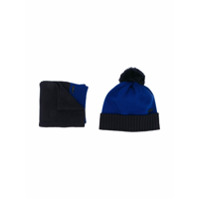 Emporio Armani Kids colour-block hat and scarf set - Azul