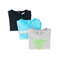 Emporio Armani Kids Conjunto 3 camisetas mangas curtas com logo - Azul