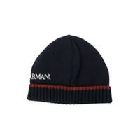 Emporio Armani Kids Gorro com estampa de logo - Azul