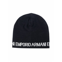 Emporio Armani Kids Gorro com estampa de logo - Azul