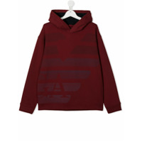 Emporio Armani Kids Moletom com capuz e estampa de logo - Vermelho