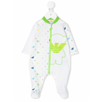 Emporio Armani Kids Pijama de algodão com estampa de logo - Branco