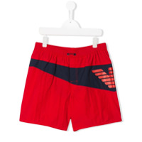 Emporio Armani Kids Short de natação com logo - Vermelho