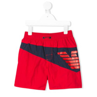 Emporio Armani Kids Short de natação com logo - Vermelho