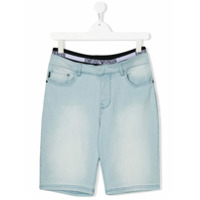 Emporio Armani Kids Short jeans com logo - Azul