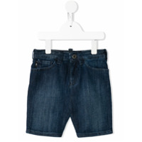 Emporio Armani Kids Short jeans com placa de logo - Azul