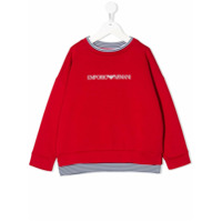 Emporio Armani Kids Suéter com estampa de logo - Vermelho