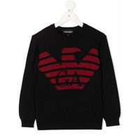 Emporio Armani Kids Suéter com logo e acabamento canelado - Azul