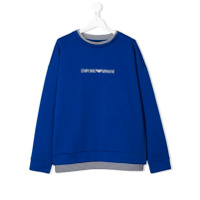 Emporio Armani Kids Suéter com patch de logo - Azul