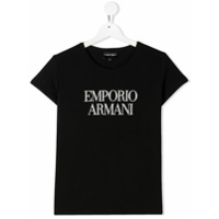 Emporio Armani Kids TEEN glitter logo T-shirt - Preto