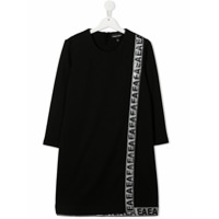 Emporio Armani Kids Vestido mangas longas com bordado - Preto