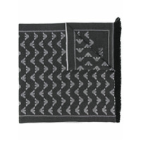 Emporio Armani logo print fringed scarf - Preto