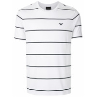 Emporio Armani T-shirt listrada com logo - Branco