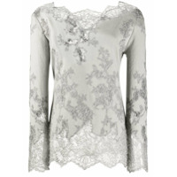 Ermanno Scervino Blusa mangas longas com renda - Cinza