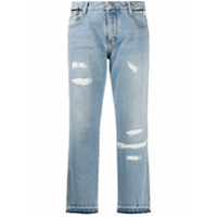 Ermanno Scervino Calça jeans reta cropped - Azul