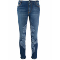Ermanno Scervino Calça jeans skinny com aplicação de renda - Azul